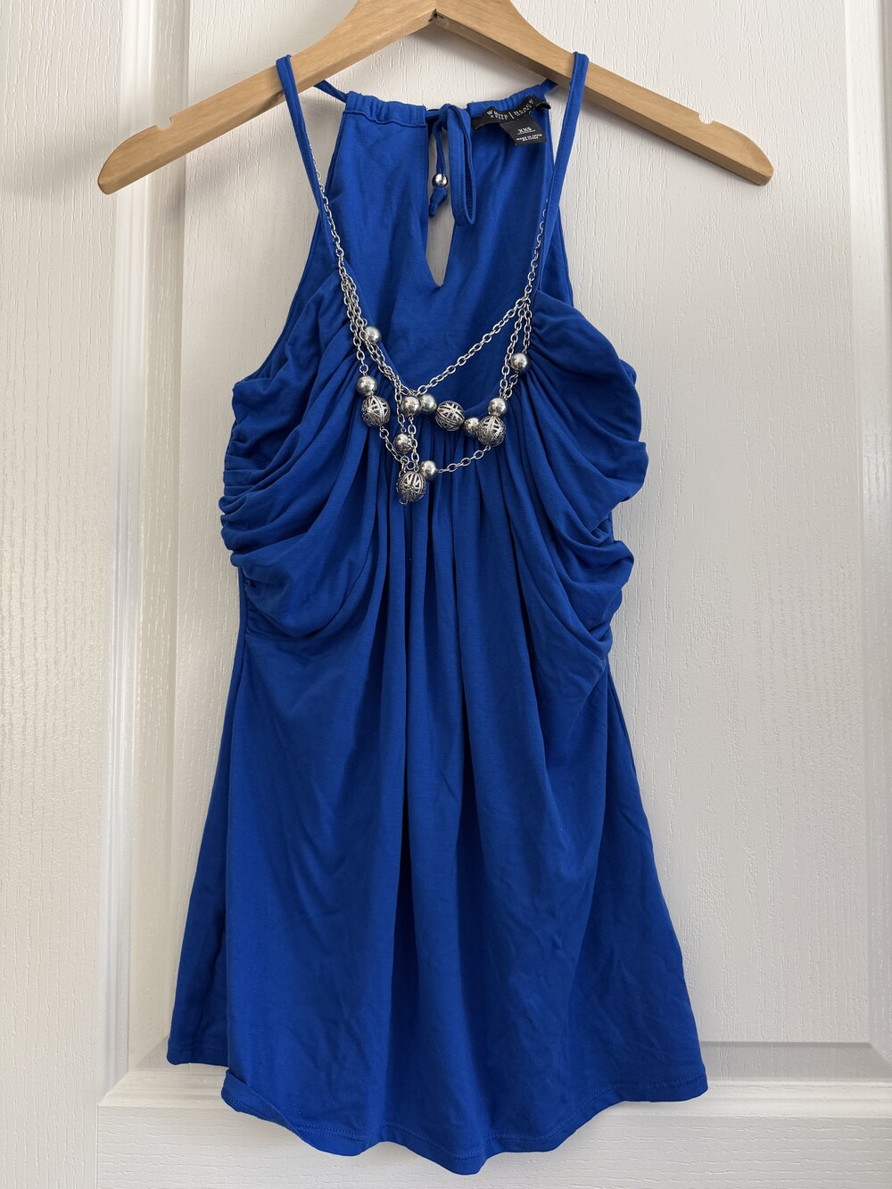 White Black Blue Halter Dress